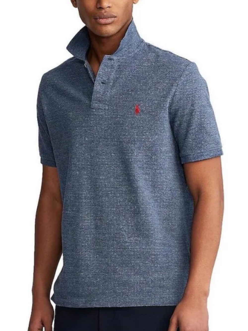 Ralph Lauren Navy Heather Polo SHIRT RED PONY LOGO EMBROIDERED MEN TENNIS RUGBY - Picture 15 of 16